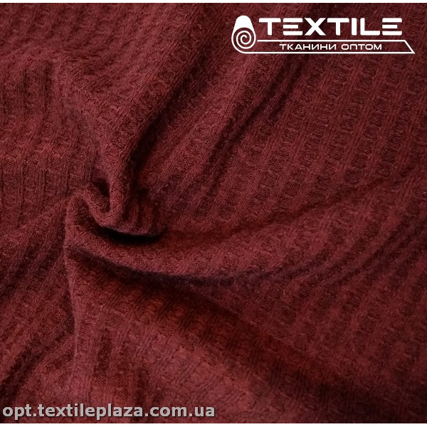 Трикотаж жаккард зимний 3345D73C4 вафелька, бордовый