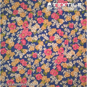 Штапель цветной 3922D10C2 цветы, синий
