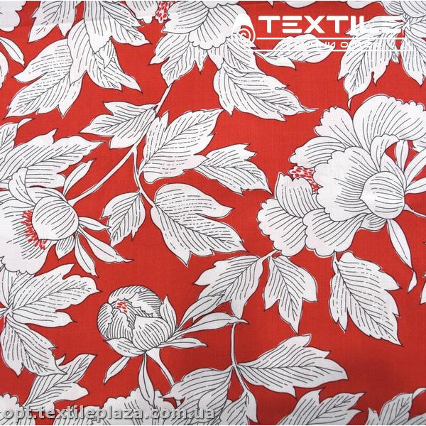 Вискоза-slub цветная 4072D374C2 цветы, красный