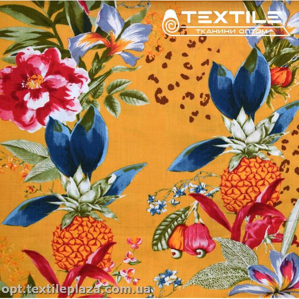 Вискоза-slub цветная 4072D421C4 цветы, желтый