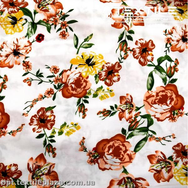 Штапель цветной 3823D13C1 цветы, белый