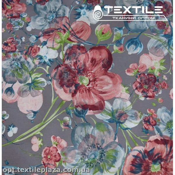 Штапель цветной 3894D793C3 цветы, серый