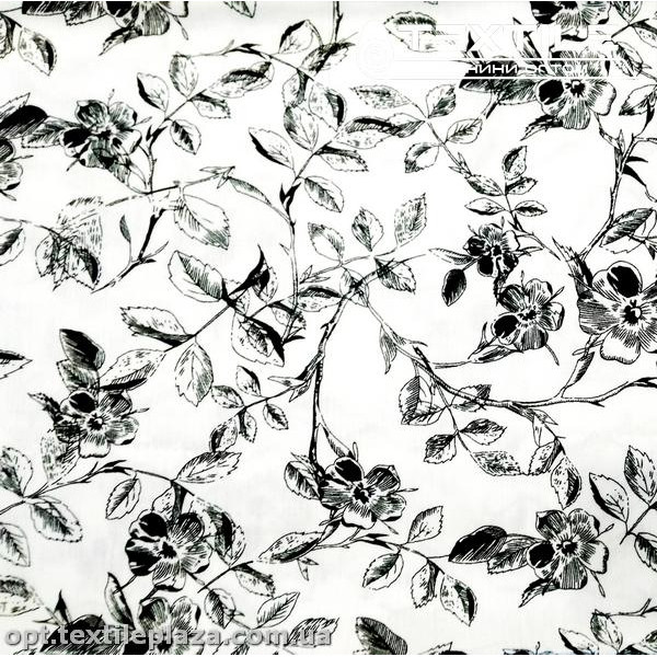 Вискоза-крэш цветная 4070D332C2 цветы, белый