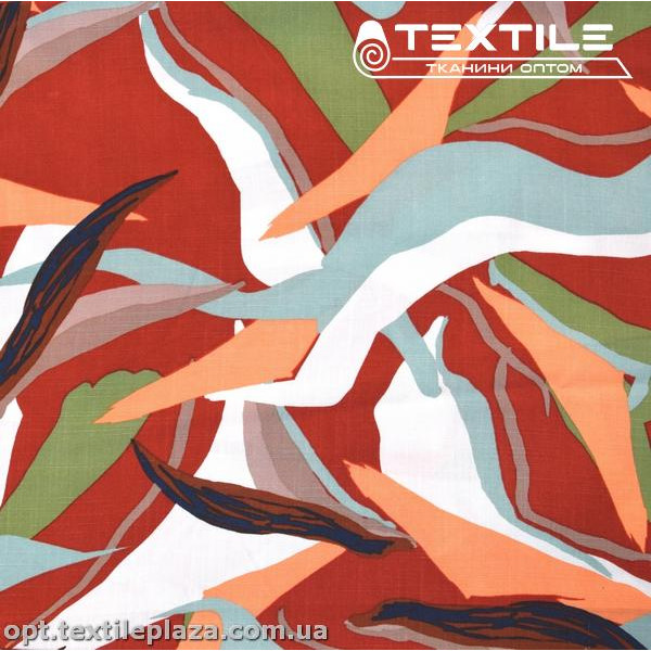 Вискоза-slub цветная 4072D436C3 абстракция, кирпичный
