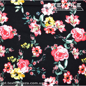 Штапель цветной 3823D13C3 цветы, черный