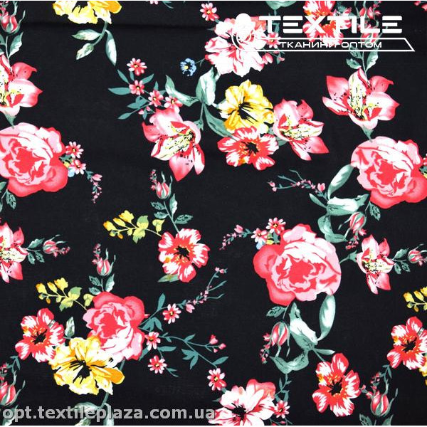 Штапель цветной 3823D13C3 цветы, черный