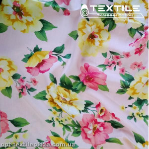 Вискоза-slub цветная 4072D321C3 цветы, розовый