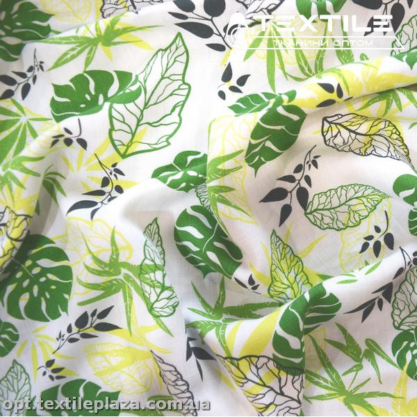 Вискоза-slub цветная 3818D6C1 тропики, белый