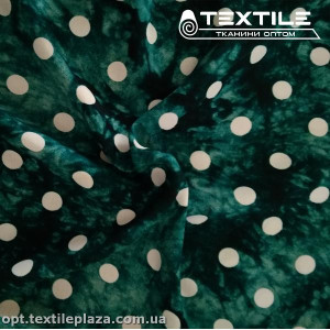 Штапель цветной 3922D17C2 горошек, изумрудный