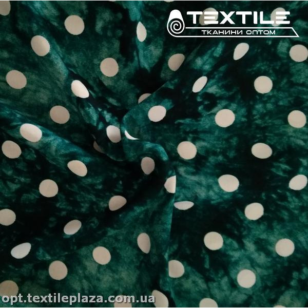Штапель цветной 3922D17C2 горошек, изумрудный