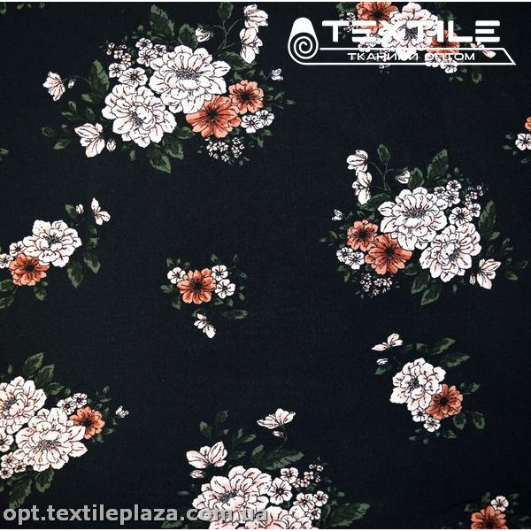 Штапель цветной 4084D3C1 цветы, черный