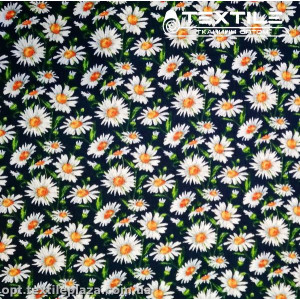 Вискоза-крэш цветная 4070D30C1 цветы, темно-синий