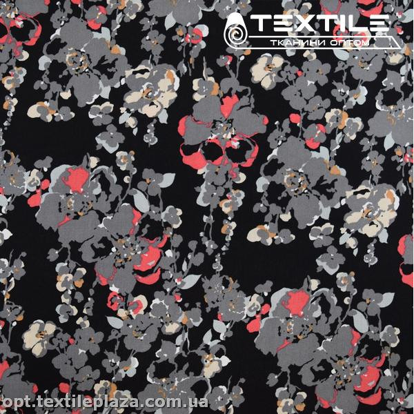 Штапель цветной 4076D41C1 цветы, черный