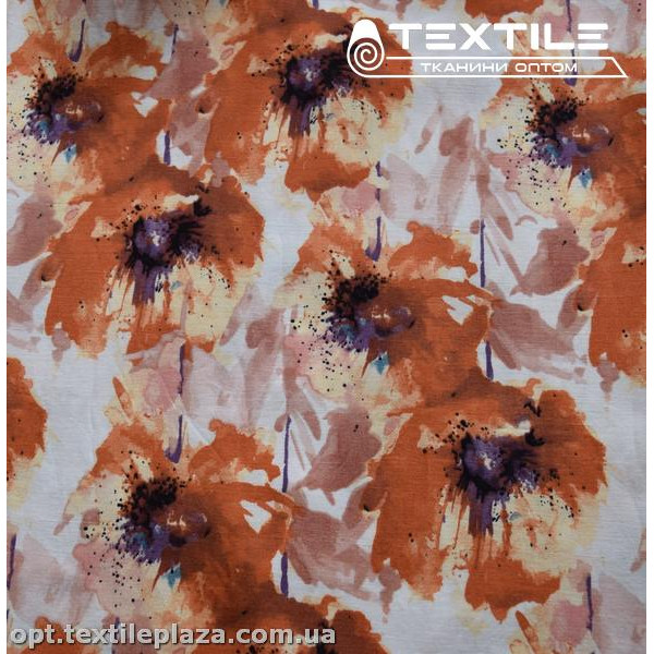 Штапель цветной 3894D55C2 цветы, коричневый