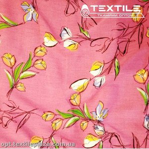 Вискоза-крэш цветная 4070D23C4 цветы, малиновый