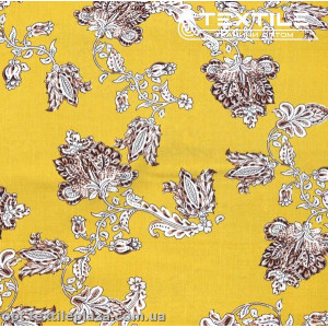 Вискоза-slub цветная 4072D2C2 цветы, горчичный