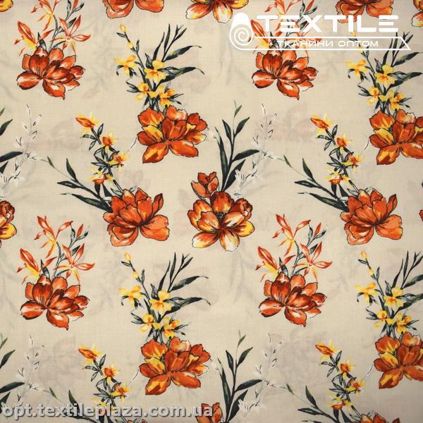 Штапель цветной 4076D353C1 цветы, пудровый