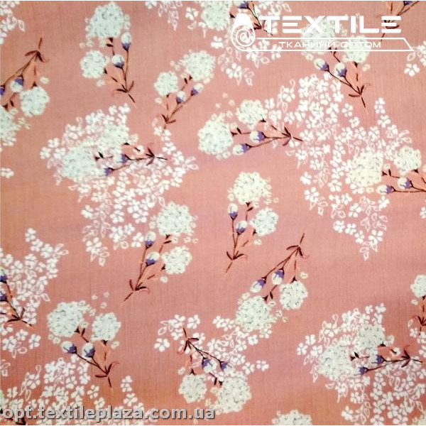 Вискоза-крэш цветная 4070D18C3 цветы, пыльно-розовый