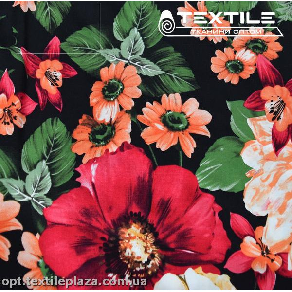 Штапель цветной 3895D34C4 цветы, черный