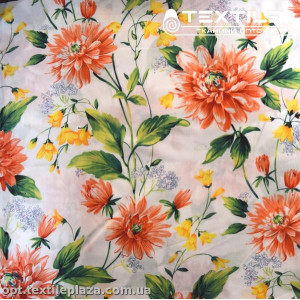 Штапель цветной 4076D358C1 цветы, белый