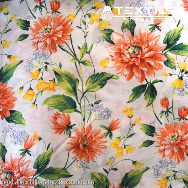 Штапель цветной 4076D358C1 цветы, белый