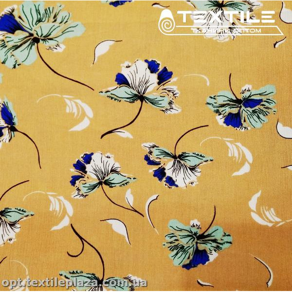 Вискоза-крэш цветная 4070D52C2 цветы, бежевый