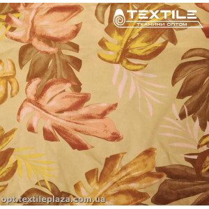 Штапель цветной 3823D5C2 листья, бежевый