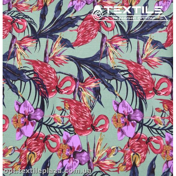 Штапель цветной 3894D790C1 фламинго, зеленый