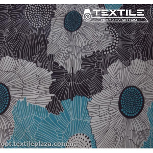 Вискоза-нейлон крэш цветная 3832D930C2 цветы, темно-бирюзовый