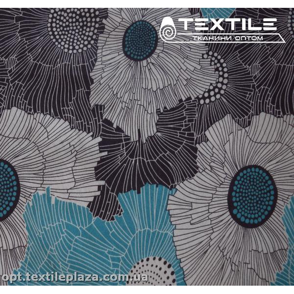 Вискоза-нейлон крэш цветная 3832D930C2 цветы, темно-бирюзовый