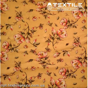 Штапель цветной 3823D39C1 цветы, бежевый