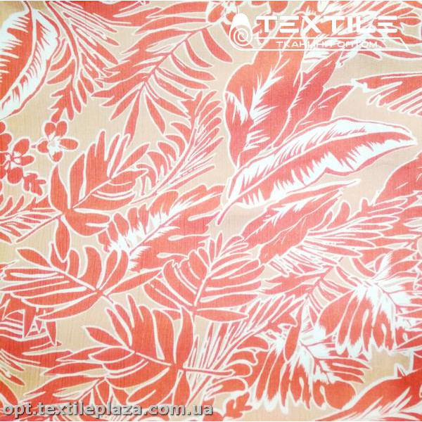 Вискоза-крэш цветная 4070D318C3 листья, бежевый