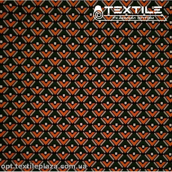 Штапель цветной 3820D15C3 узор, оранжево-зеленый