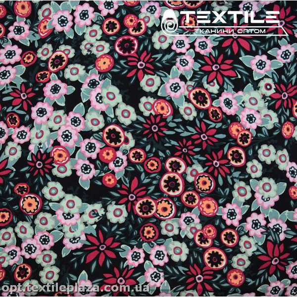 Штапель цветной 4076D63C1 цветы, черный