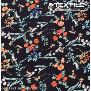 Штапель цветной 3895D17C2 цветы, черный