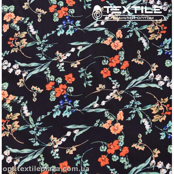 Штапель цветной 3895D17C2 цветы, черный