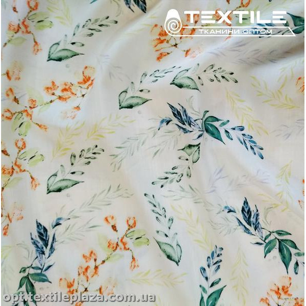 Вискоза-slub цветная 4072D136C2 цветы, белый