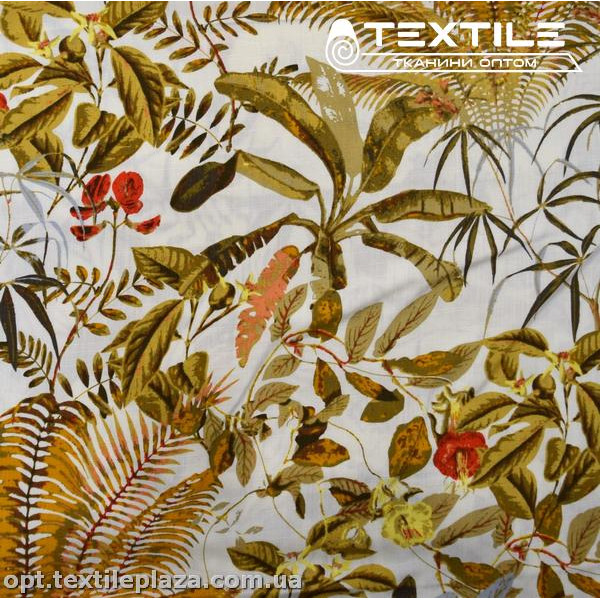 Вискоза-slub цветная 4072D367C1 цветы, белый