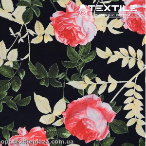 Штапель цветной 4076D420C1 цветы, черный