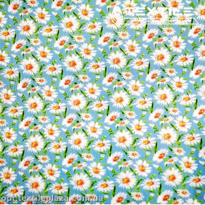 Вискоза-крэш цветная 4070D30C6 цветы, голубой