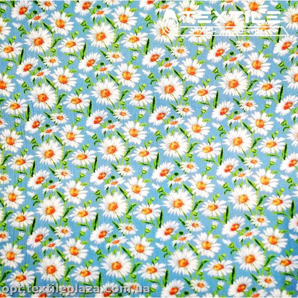 Вискоза-крэш цветная 4070D30C6 цветы, голубой