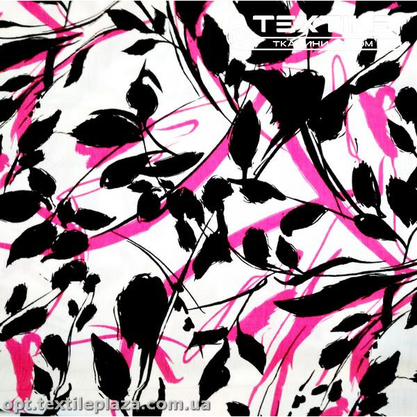 Вискоза-крэш цветная 4070D347C2 листья, белый