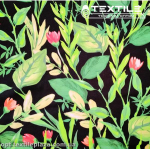 Штапель цветной 3823D10C2 цветы, черный