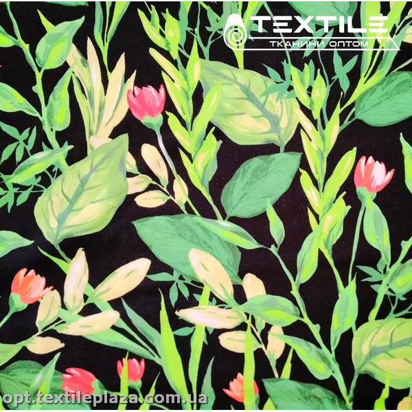 Штапель цветной 3823D10C2 цветы, черный