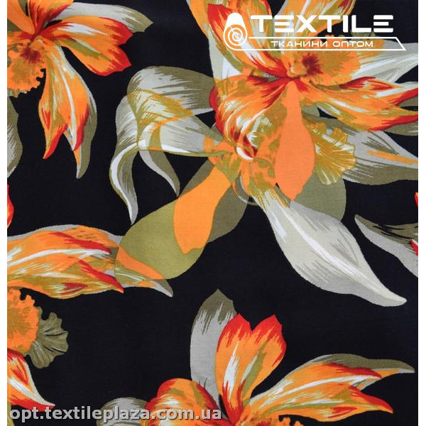 Штапель цветной 3895D1C3 цветы, черный