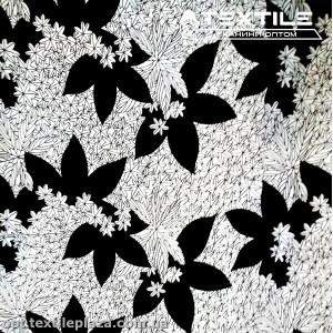 Вискоза-крэш цветная 4070D42C2 листья, черный