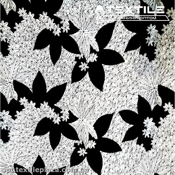 Вискоза-крэш цветная 4070D42C2 листья, черный