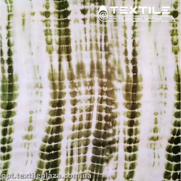 Штапель цветной 3812D5C2 абстракция зеленая, белый