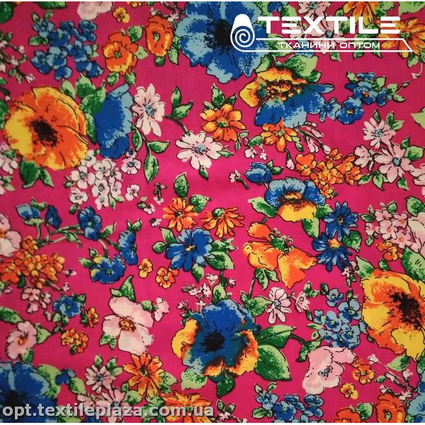 Штапель цветной 3922D7C2 цветы, фуксия