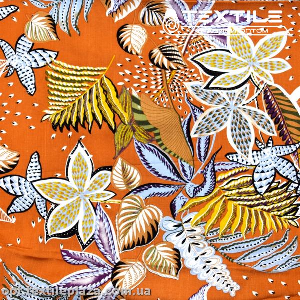 Вискоза-slub цветная 4072D287C2 цветы, коричневый